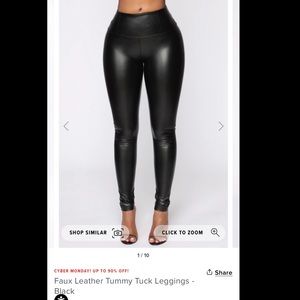 Faux Leather Tummy Tuck Leggings (M)